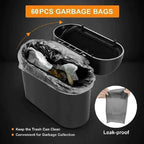 HOMEFISH Mini Car Trash Can with Lid – Leak-Proof Press-Top Bin with 3 Rolls of Black Garbage Bags