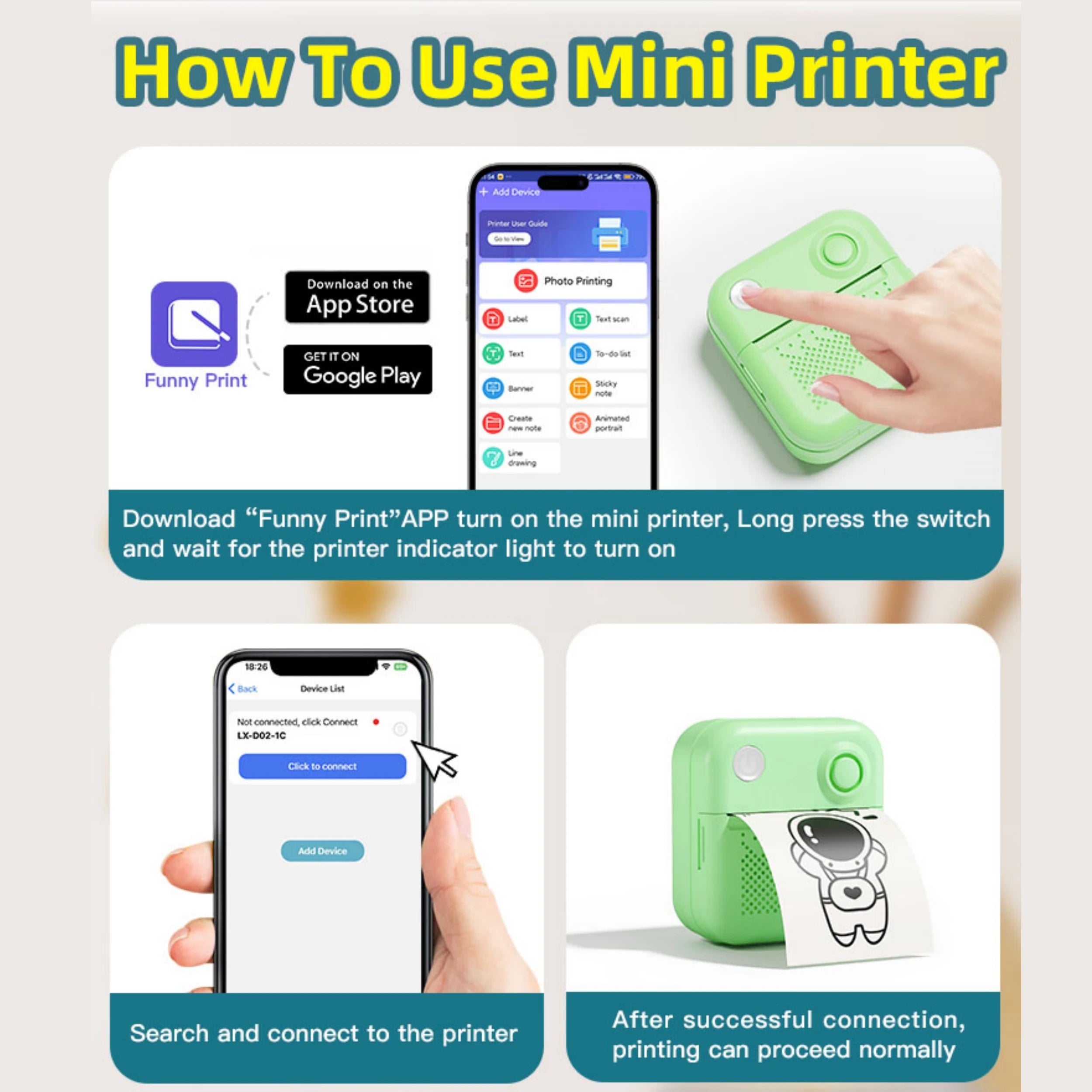 Dolewa D3 Mini Portable Thermal Printer — Bluetooth, Label & Photo Printing, No Ink Required