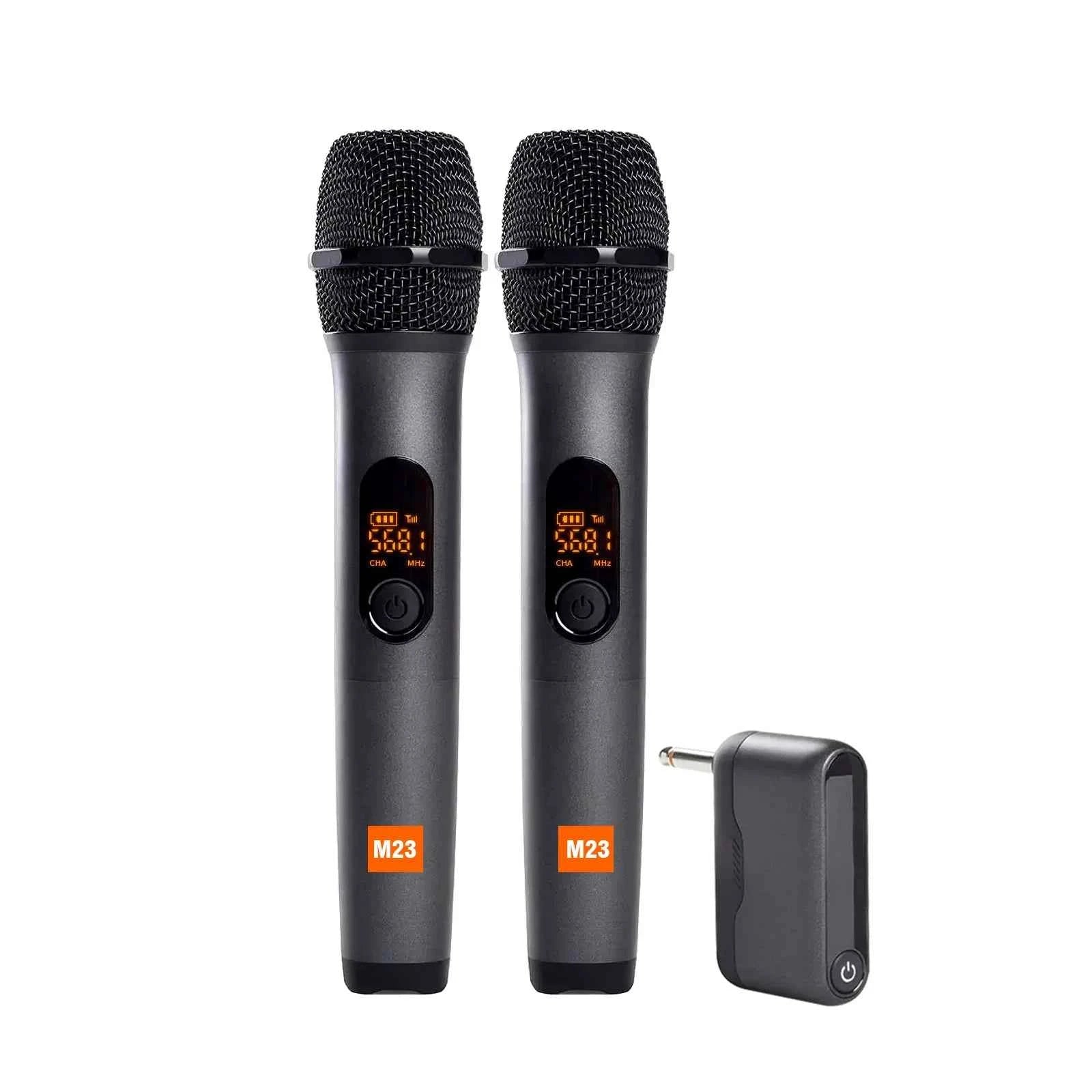 G-MARK M23 UHF 2-Channel Wireless Microphone System – Rechargeable Handheld Mic for Karaoke, Church & DJ