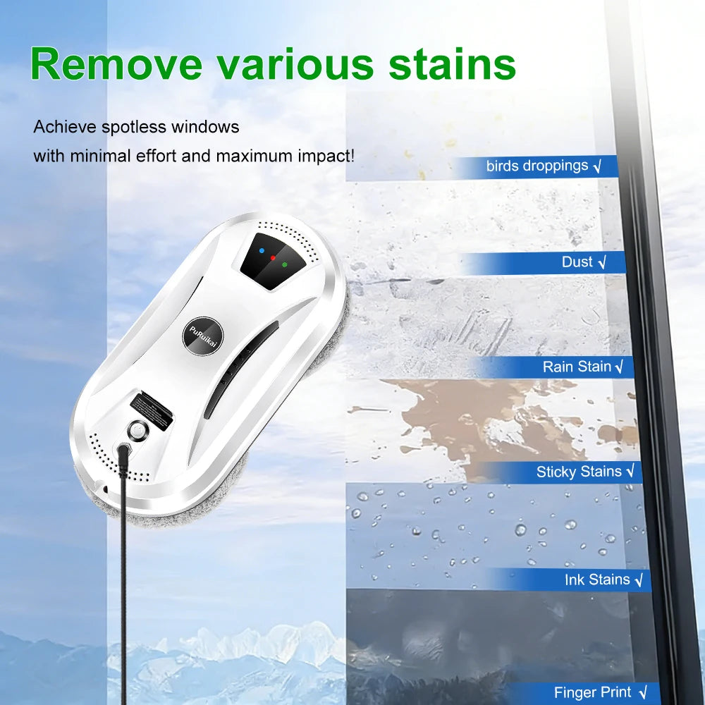 PuRuiKai PRK-N361 Window Cleaning Robot – 5600Pa Suction, Remote Control, 20-Min Power-Loss Protection | EU, UK, US, AU Plug