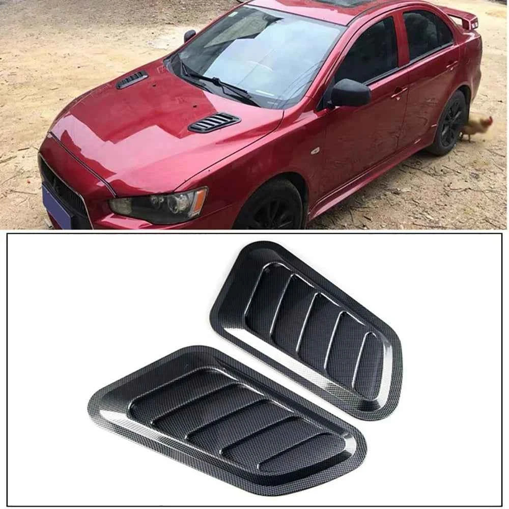 Universal Car Hood Scoop Carbon Fiber Vent Cover – Air Intake Styling (2PCS)