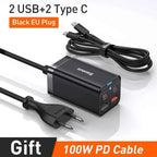 Baseus GaN3 100W / 65W Desktop Charger – Quick Charge QC 3.0/4.0 USB-C for iPhone 15, Huawei, Xiaomi & MacBook