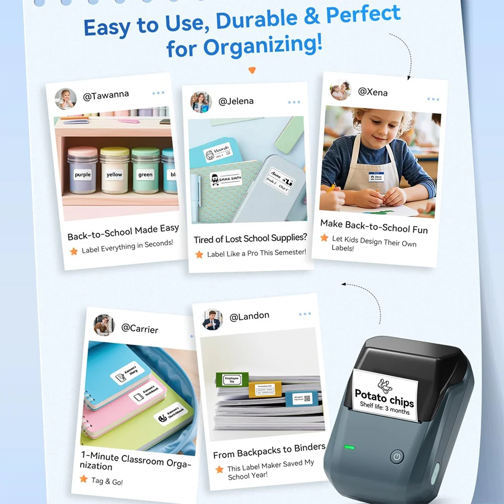 NIIMBOT B1 Portable Bluetooth Label Printer — 2-Inch Thermal Sticker Maker for Smartphones & PC