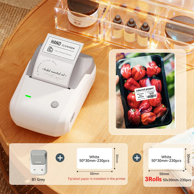 NIIMBOT B1 Portable Bluetooth Label Printer — 2-Inch Thermal Sticker Maker for Smartphones & PC