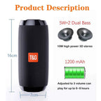 Portable Wireless Bluetooth Speaker – Subwoofer Bass, FM Radio, Hands-Free for Smartphones & Outdoor Use