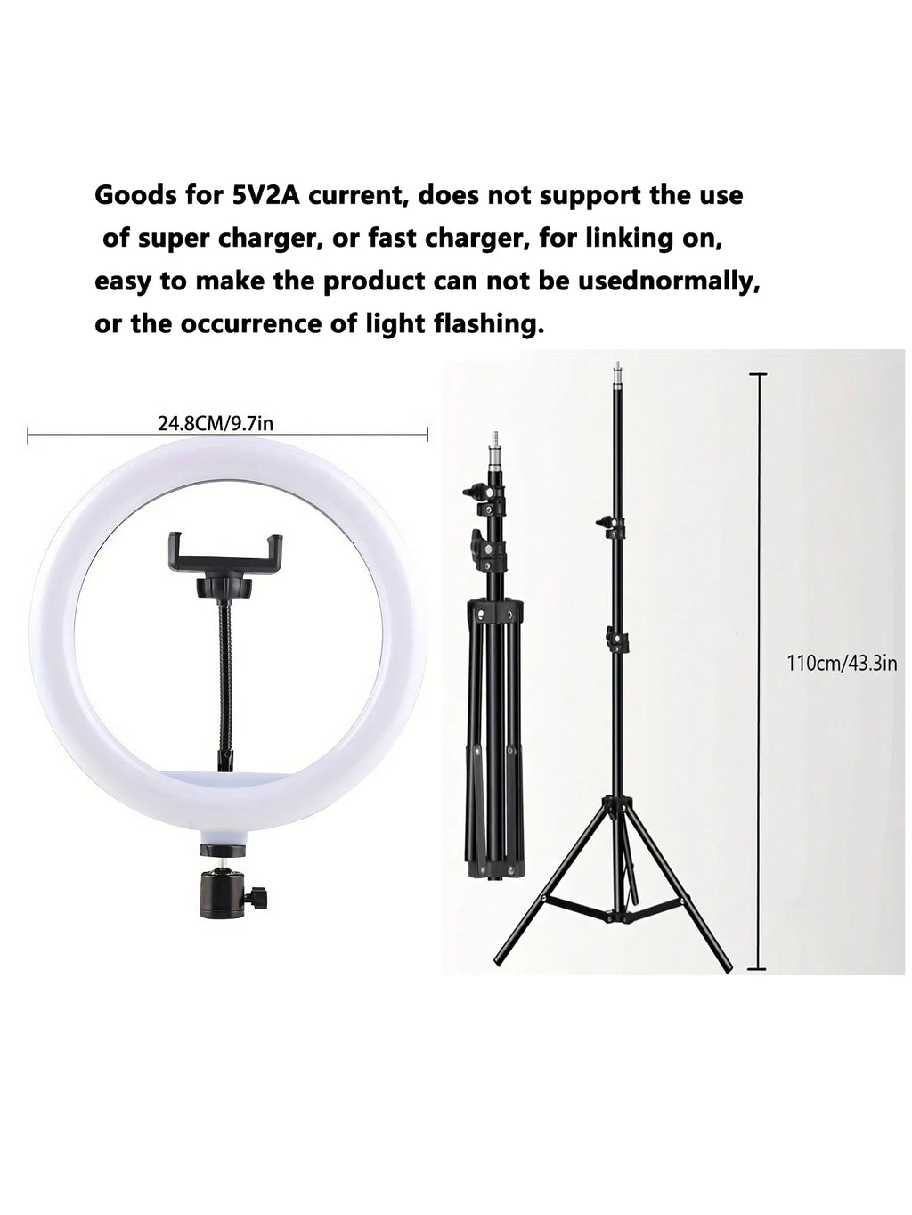10" Ring Fill Light Kit — 110cm Adjustable Tripod & O-Clip | Live Streaming & Selfie Lighting