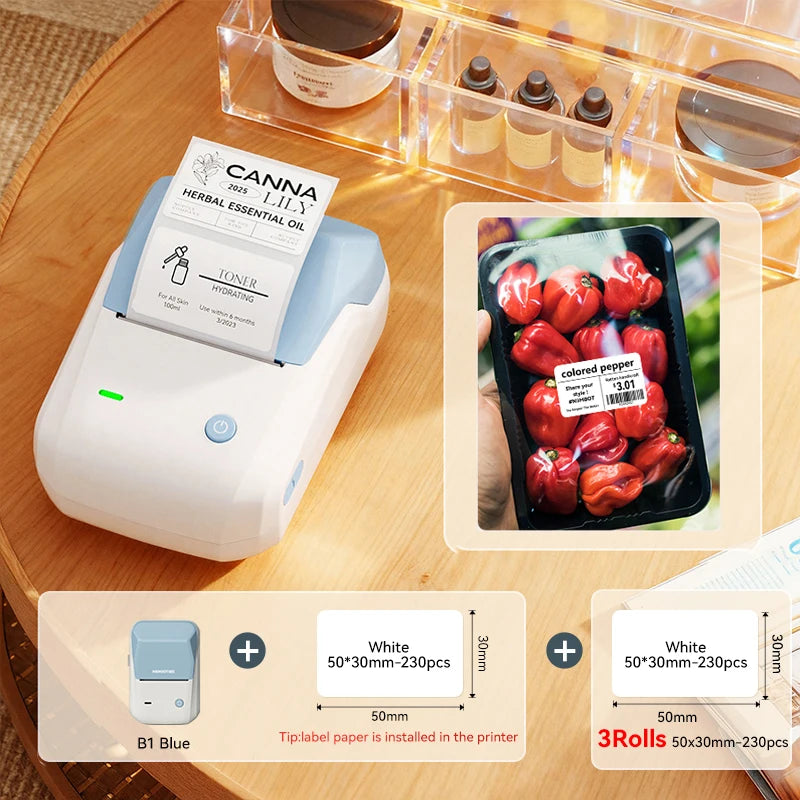 NIIMBOT B1 Portable Bluetooth Label Printer — 2-Inch Thermal Sticker Maker for Smartphones & PC