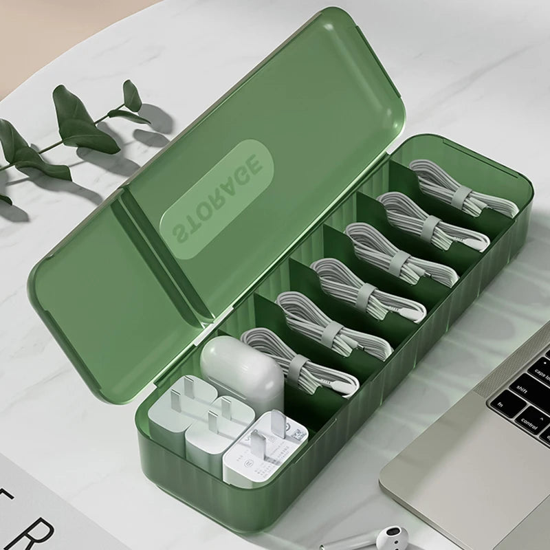 Desktop Cable Storage Box – Covered Charger & Power Cable Organiser, Clutter-Free Desk Solution