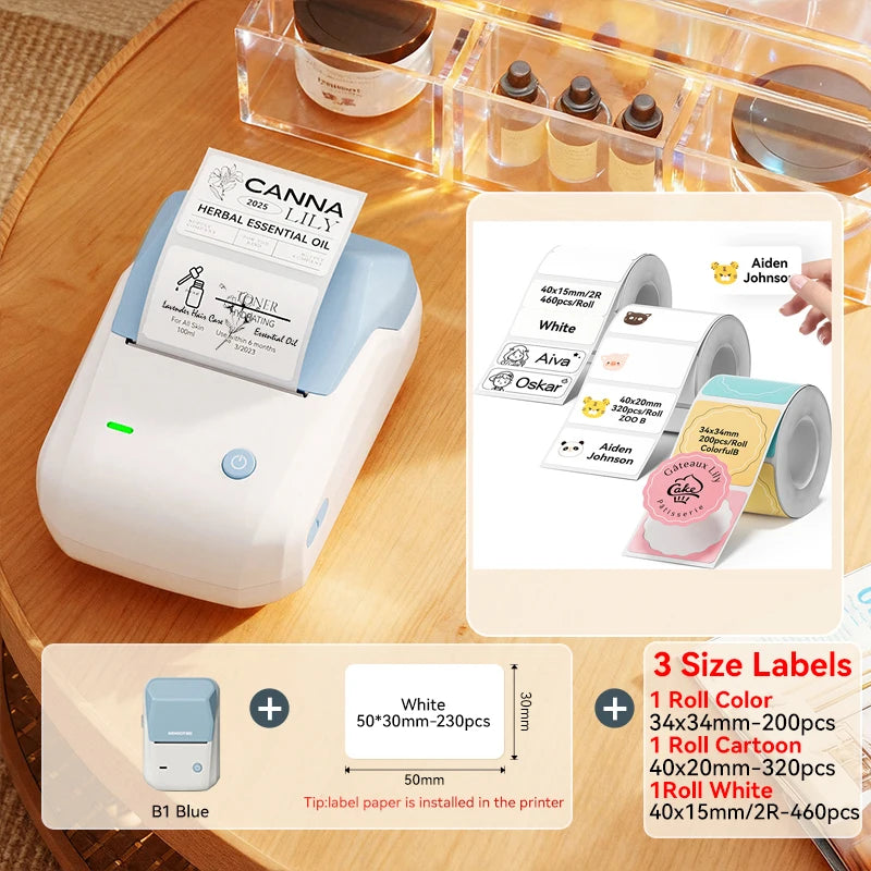 NIIMBOT B1 Portable Bluetooth Label Printer — 2-Inch Thermal Sticker Maker for Smartphones & PC