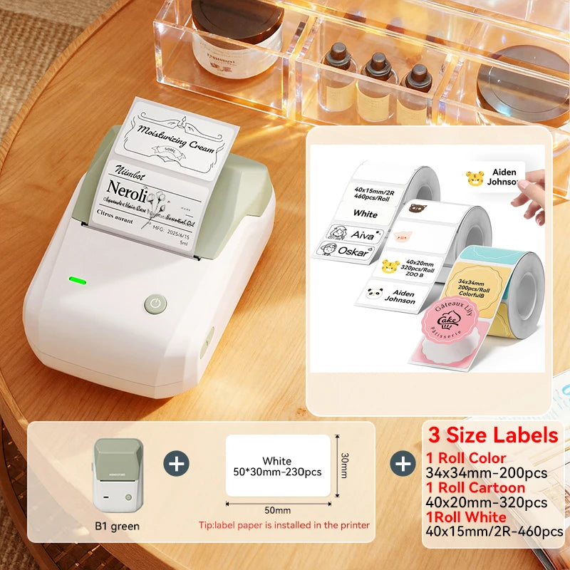 NIIMBOT B1 Portable Bluetooth Label Printer — 2-Inch Thermal Sticker Maker for Smartphones & PC