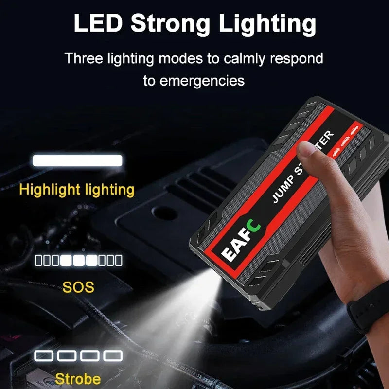 EAFC Car Jump Starter Power Bank – 600A 12V Auto Battery Booster with LED Light for Cars & Vehicles