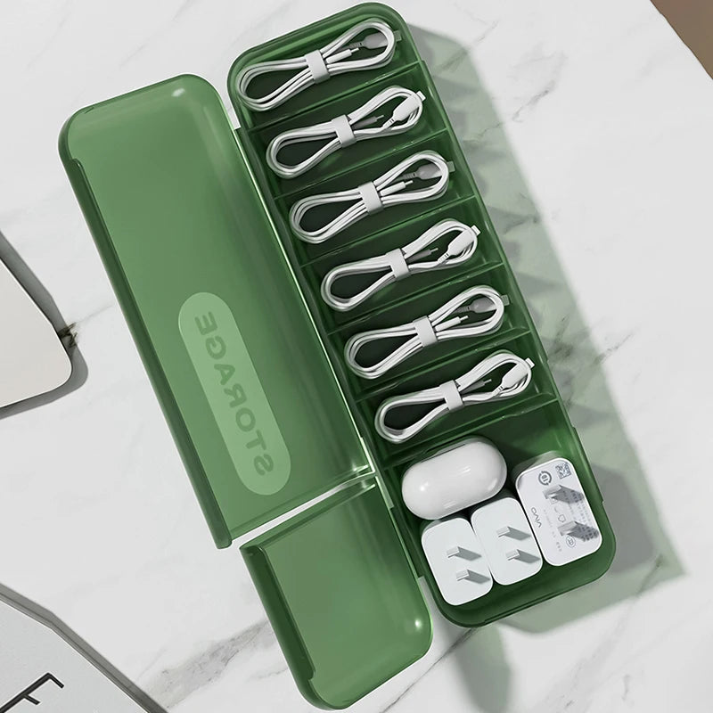 Desktop Cable Storage Box – Covered Charger & Power Cable Organiser, Clutter-Free Desk Solution