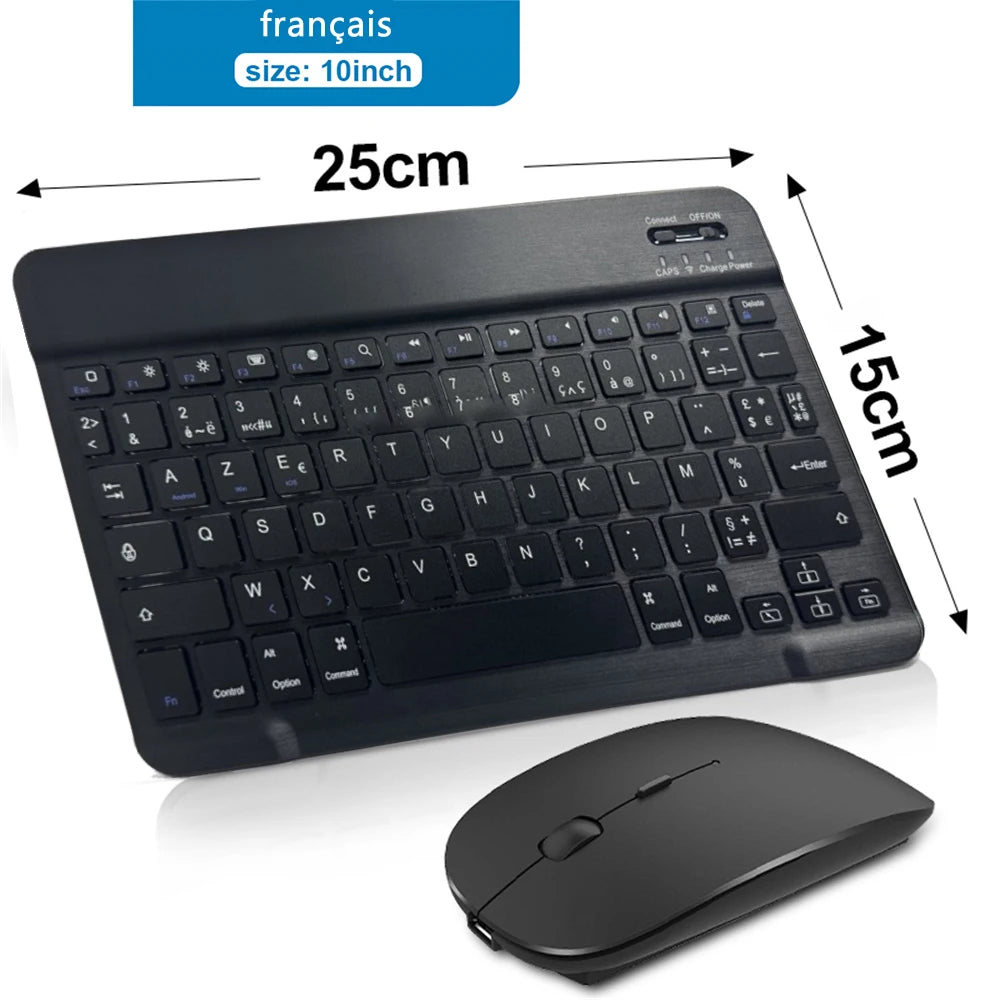 Bluetooth Wireless Keyboard & Mouse Combo – Silent, Multi-Language, Compatible with iPad, iOS, Android & Windows