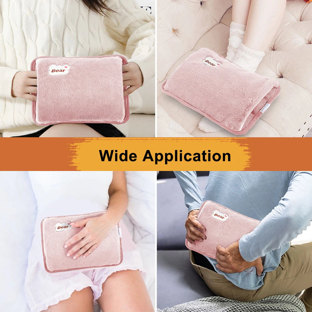 Raugee Electric Hot Water Bag – Rechargeable Hand Warmer Pillow | Fast Charge, Explosion-Proof, Soft Velvet Cover