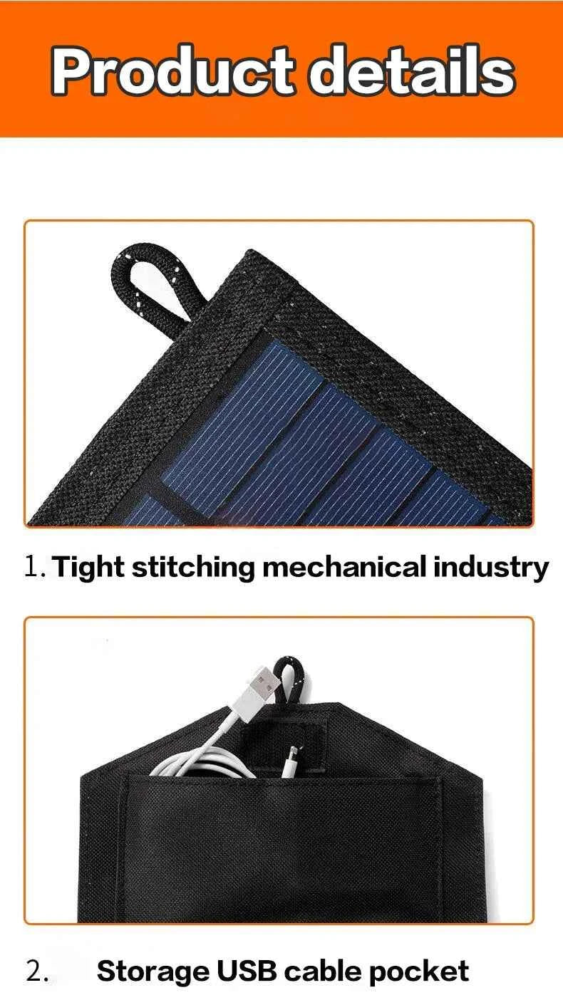 800W Foldable Solar Panel Charger – 6-Fold Portable USB 5V DC Power Supply for Camping & Hiking