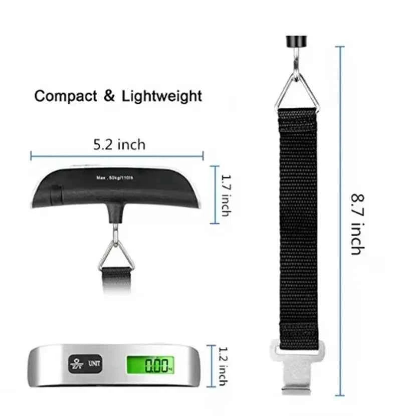 Portable Digital Luggage Scale – 50kg / 110lb Handheld Travel Baggage Weigher