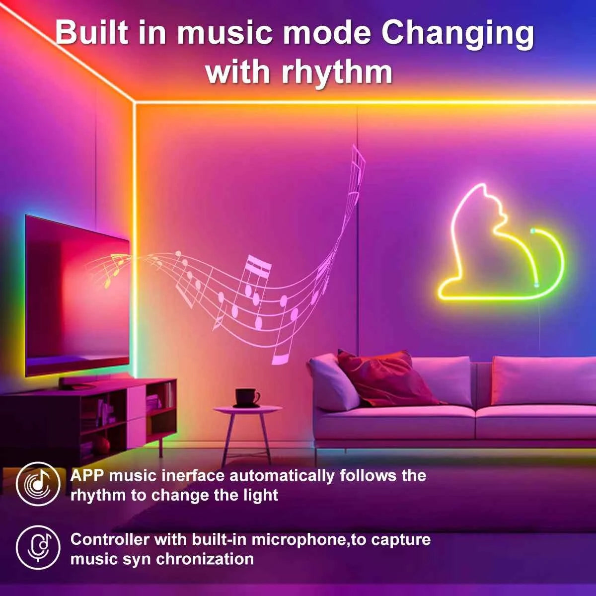 RGBIC Neon LED Strip Light – Bluetooth App Control, Music Sync & Dream Colour